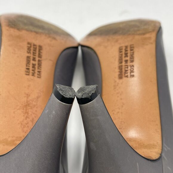 Salvatore Ferragamo Shoes Womens 10 AAA Narrow Gray Leather Pumps Made in Italy - Picture 16 of 16